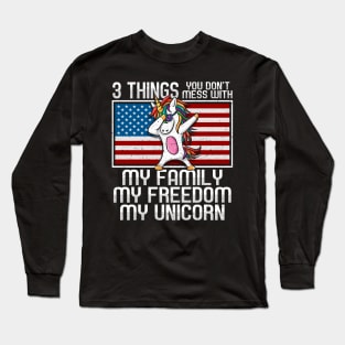 Dabbing Unicorn American Flag Long Sleeve T-Shirt